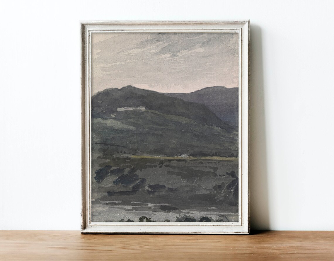 Abstract Landscape Painting, Watercolor Mountain Landscape - Image 2