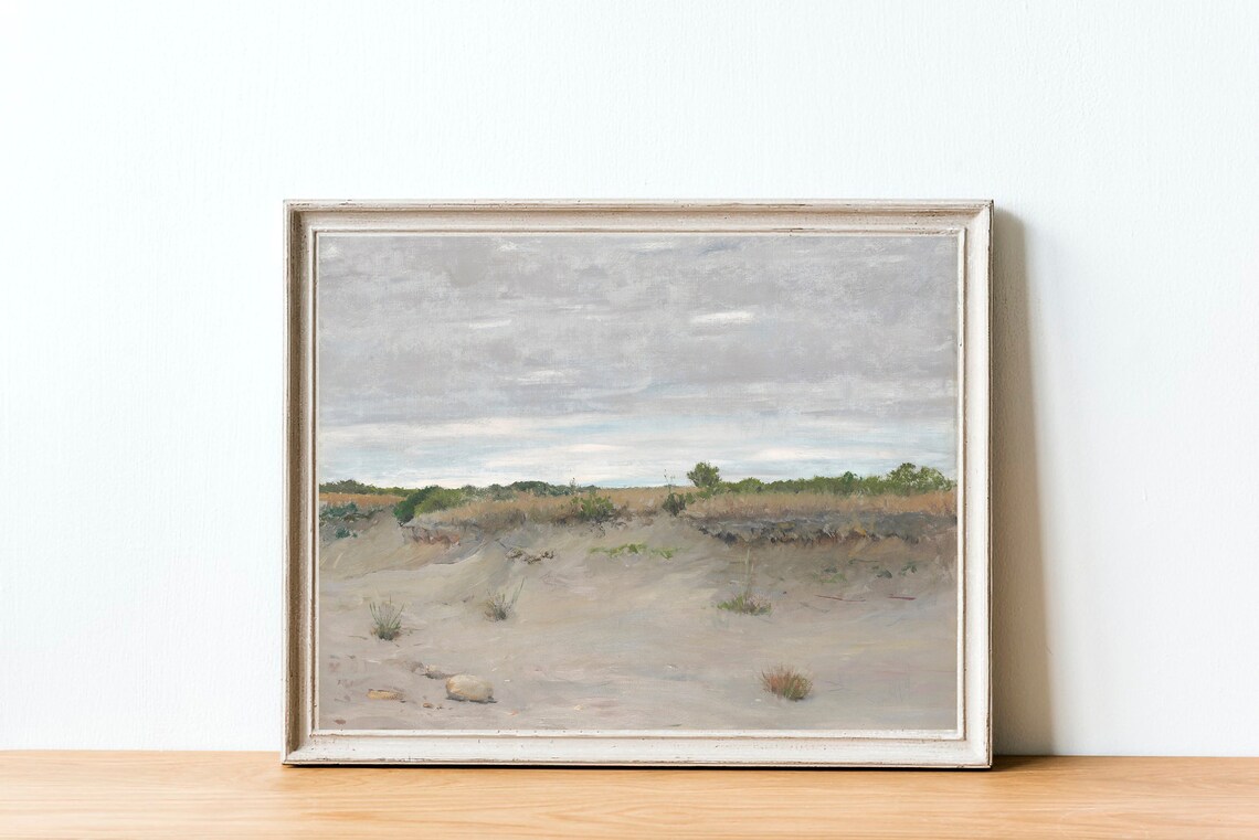 Muted Beach Painting, Neutral Seascape Art Print - Image 3