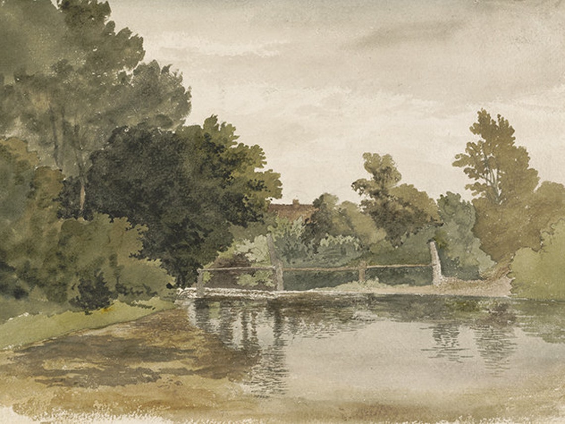 Green Landscape Painting, Vintage Landscape Art Print - Image 4