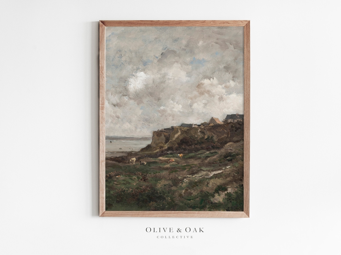 Coastal Landscape Painting, Vintage Oil Painting Art Print