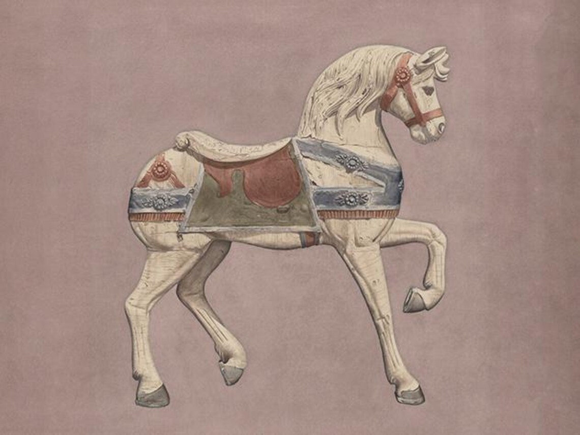 French Nursery Horse Drawing Art Print, Girls Room - Image 2