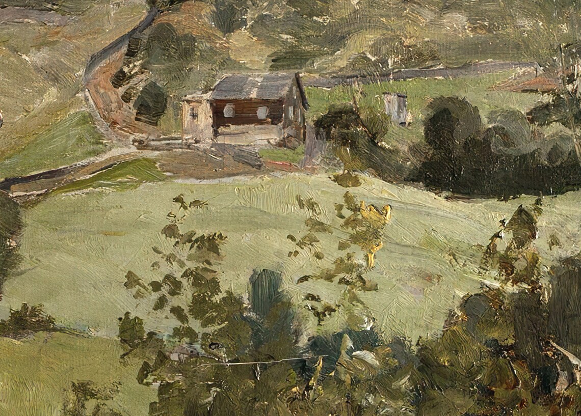 Soft Green Landscape Painting, Vintage Art Print - Image 3