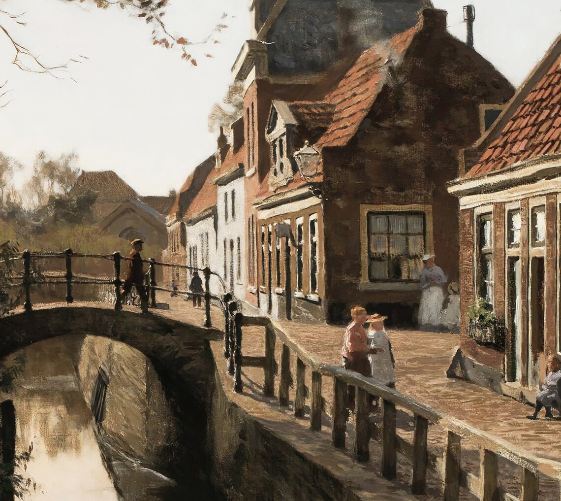 Antique Cityscape Painting, Vintage Architecture Art Print - Image 2