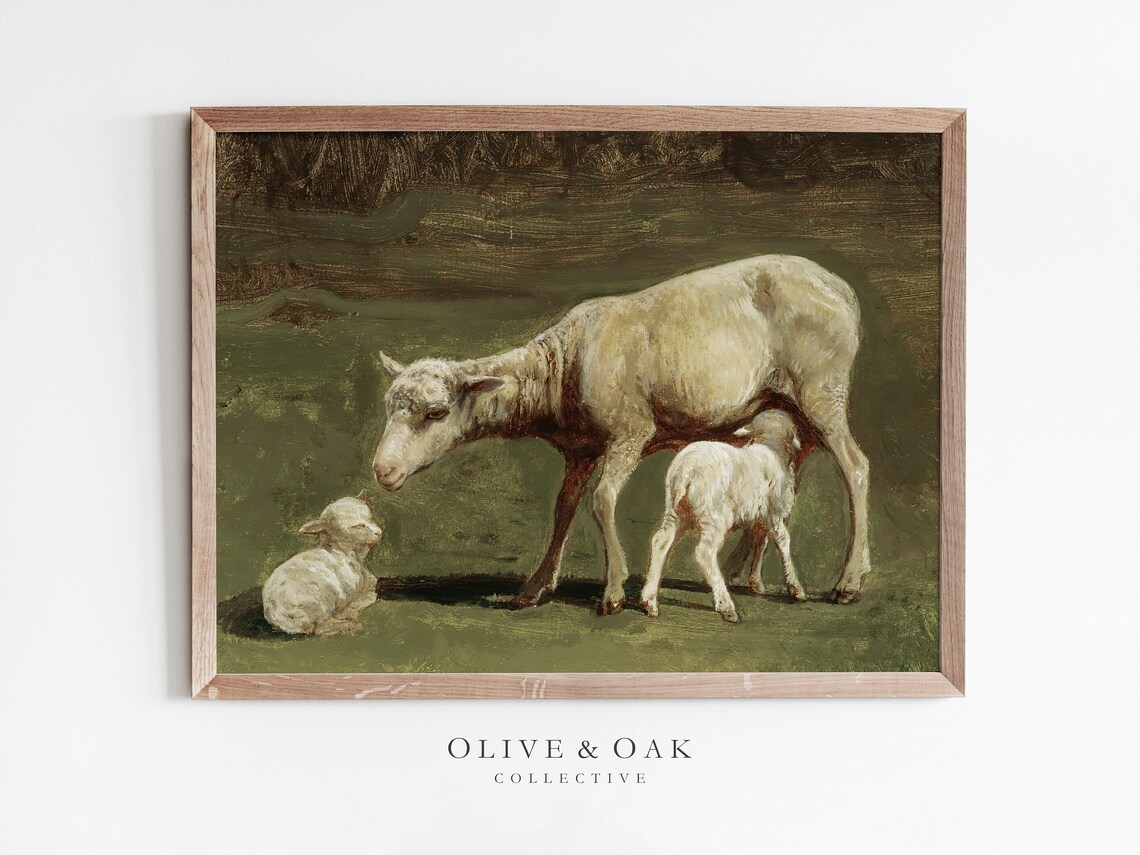 Spring Lamb Painting, Farmhouse Nursery Decor