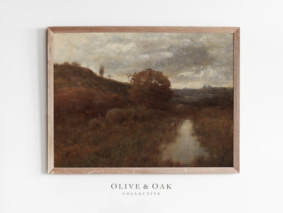Moody Autumn Vintage Fall Painting, Wall Art Print