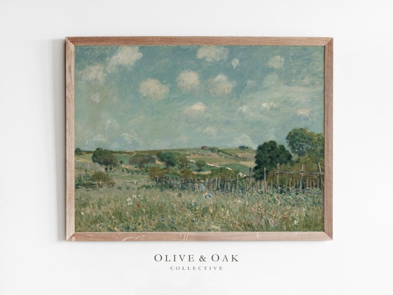 Vintage Spring Landscape Art Print, Nursery Farmhouse