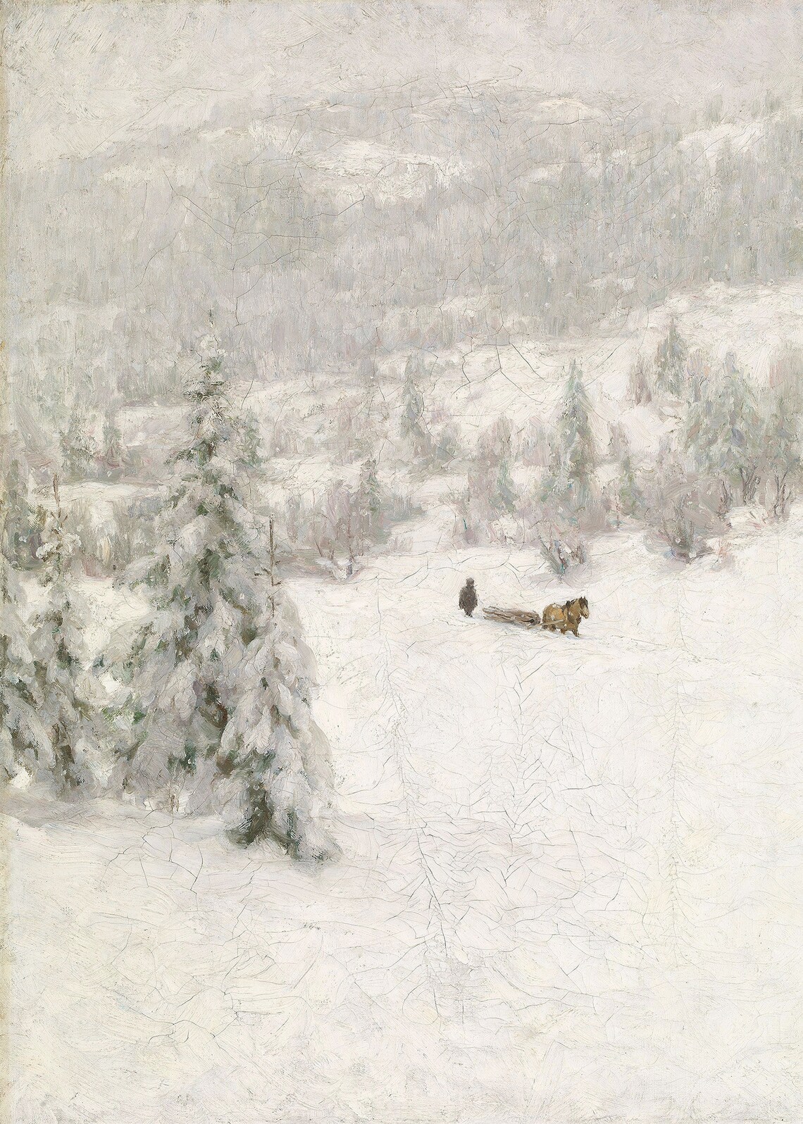 Vintage Winter Country Snow Landscape, Art Print - Image 4
