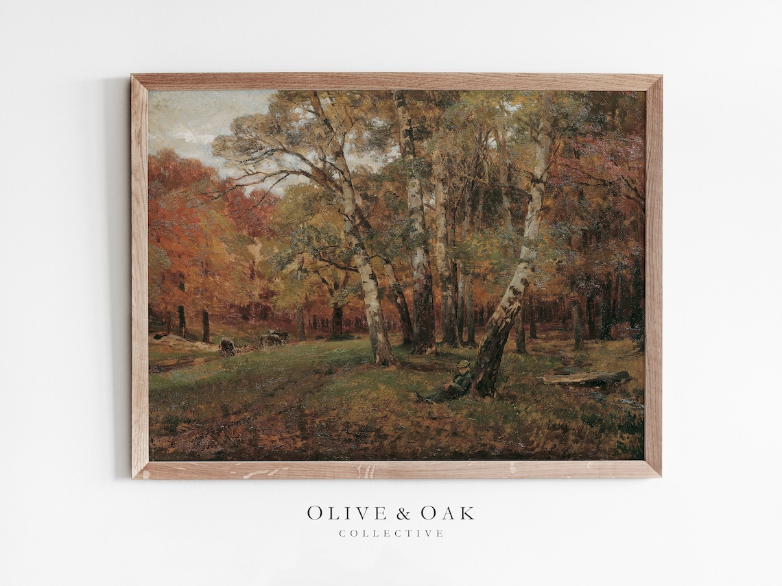 Fall Landscape Vintage Autumn Trees Art Print