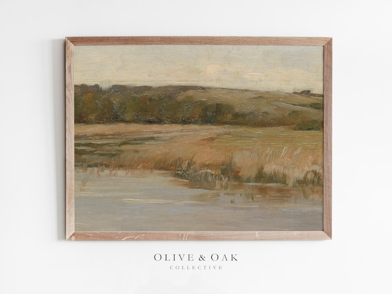 Vintage Marsh Landscape River Landscape Art Print