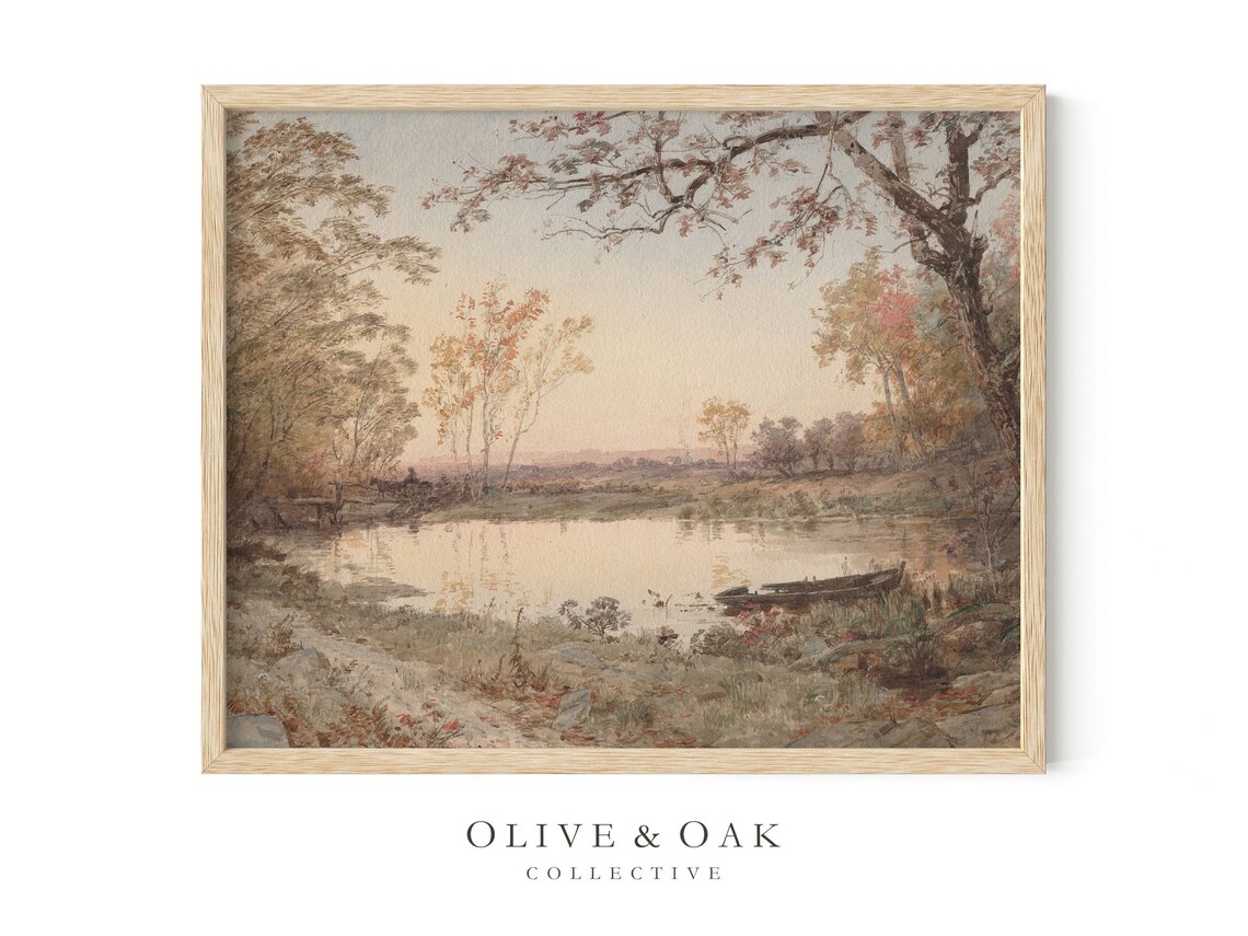 Autumn Lake Landscape, Rustic Fall Decor - Image 4