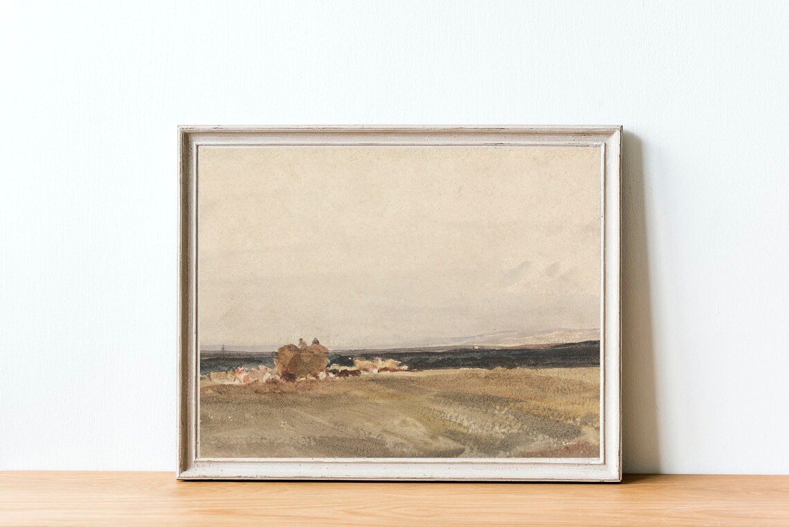 Fall Farmhouse Vintage Painting, Autumn Landscape Art Print - Image 2