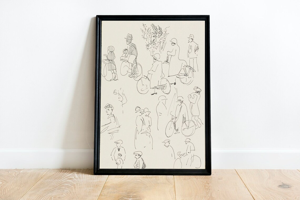 Vintage Portrait Study Drawing, Figure Sketch Art Print - Image 3