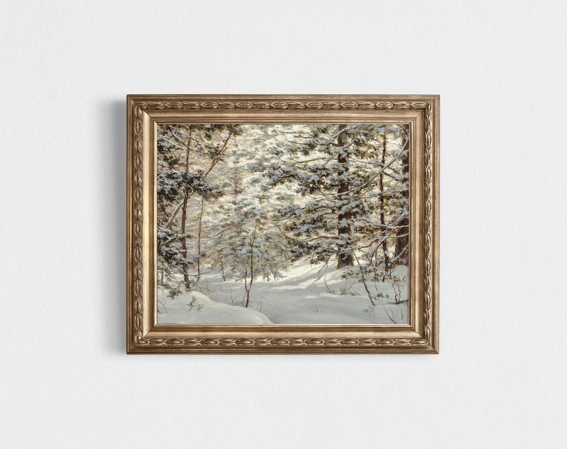 Winter Snowy Landscape, Snow Trees Cozy Decor Art Print - Image 2