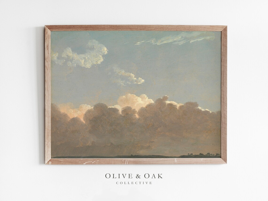 Cloudy Sky Painting, Pastel Clouds Nursery Art Print
