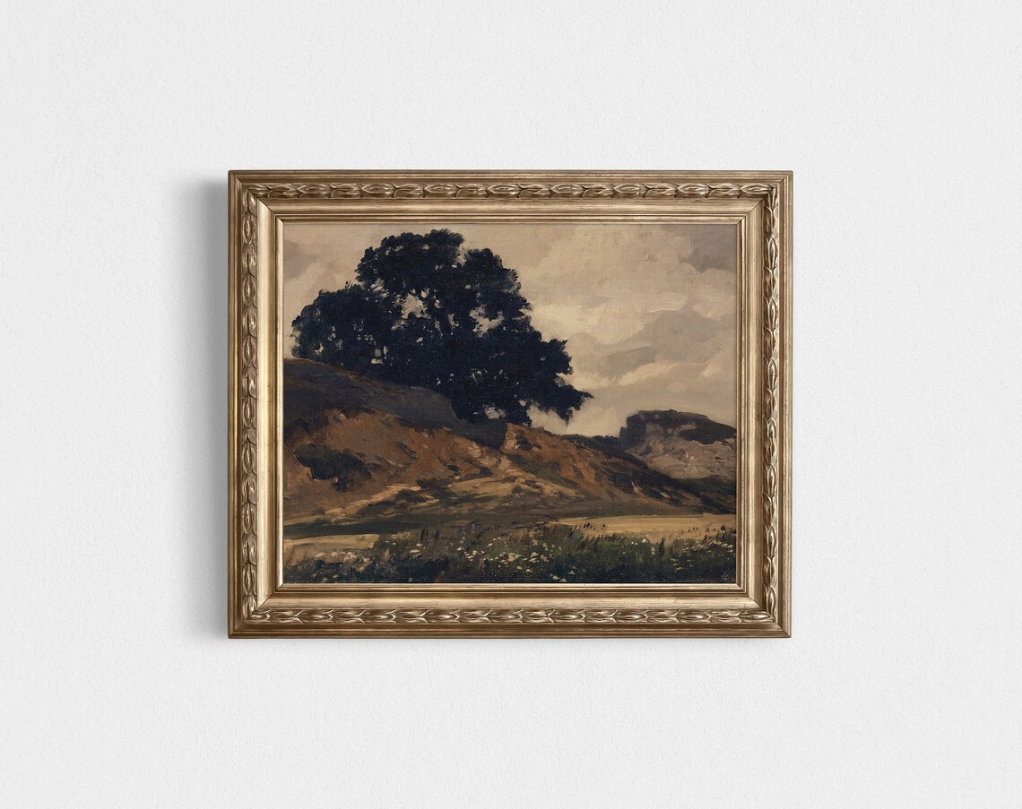 Moody Landscape - Rustic Oil Painting - Image 2