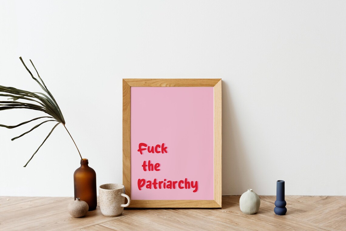 Fuck the Patriarchy Bold Pink Feminist Typography Quote Poster