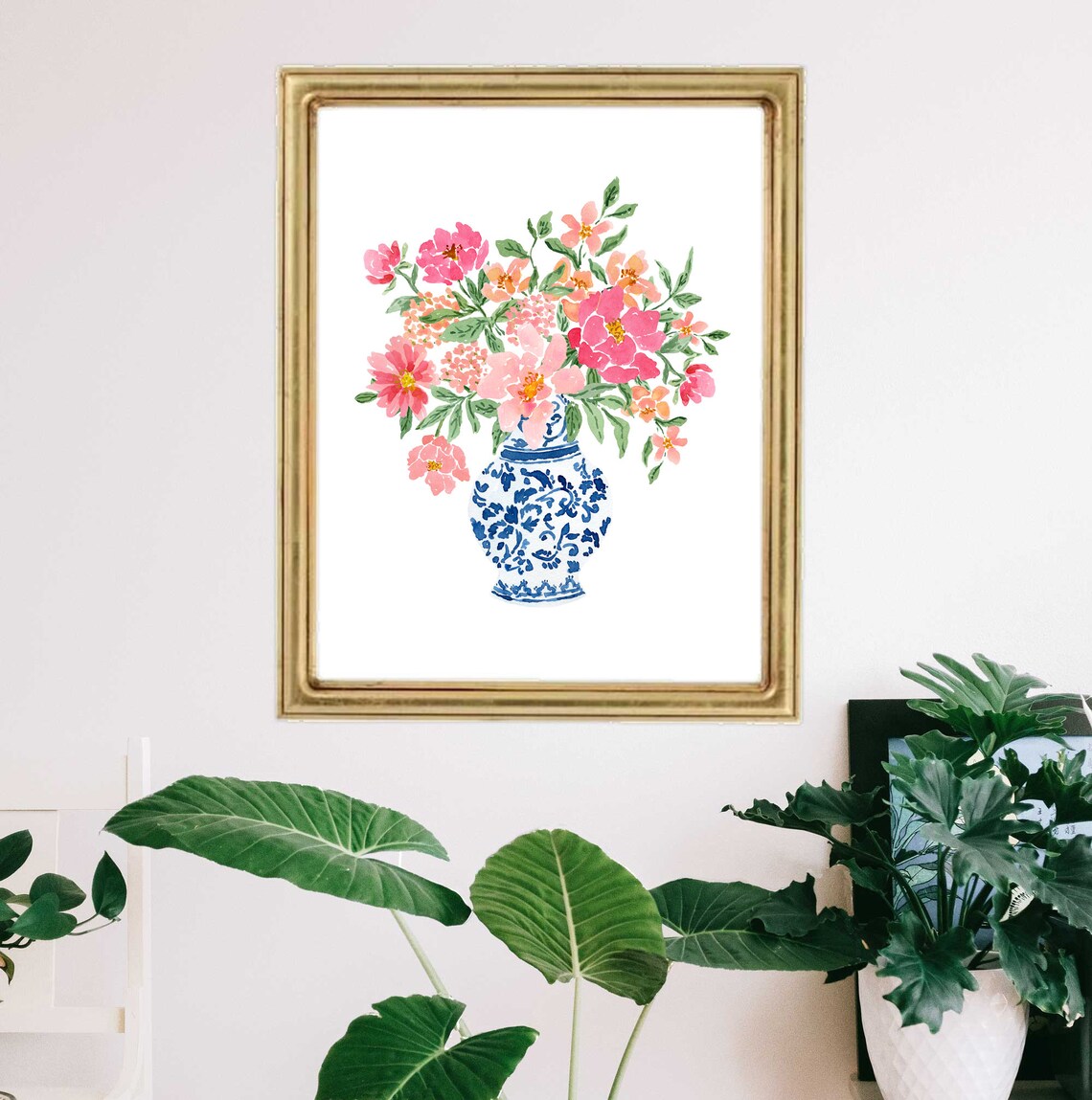 Peony Bouquet Watercolor Art Print, Grand Millennial - Image 3