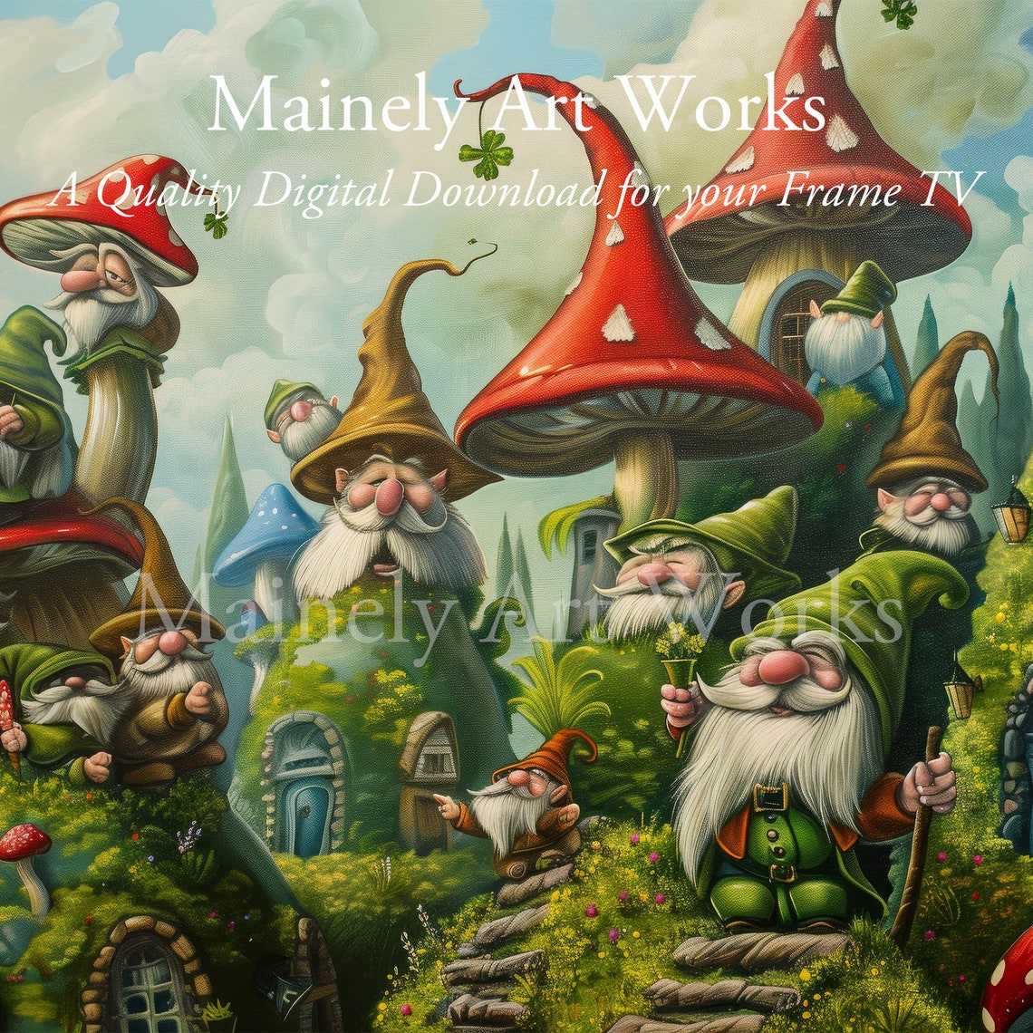 Leprechaun Mushroom Village Fantasy St Patricks Day Magic Poster - Image 3