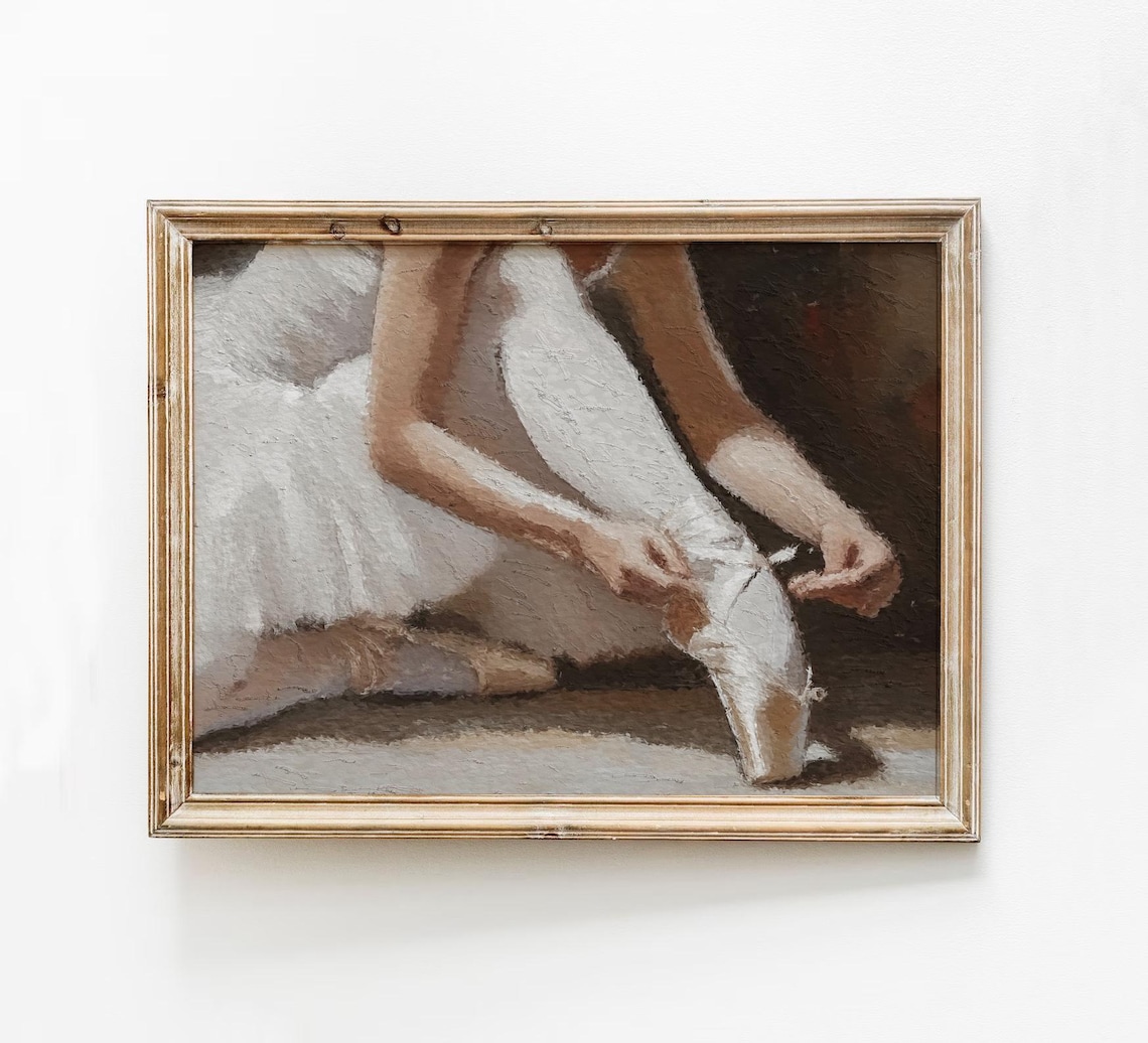 Ballerina Print, Vintage Muted Neutral Dance Art Print