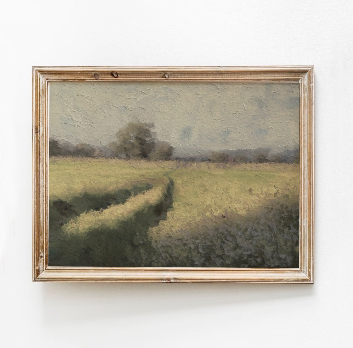 Vintage Meadow Path Spring Field Misty Morning Painting Poster