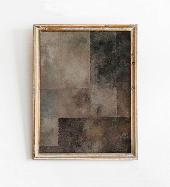 Black Abstract Print Charcoal Moody Neutral Art Square Dark Gray Oil Painting Modern Organic Decor Checkered Wall Vintage