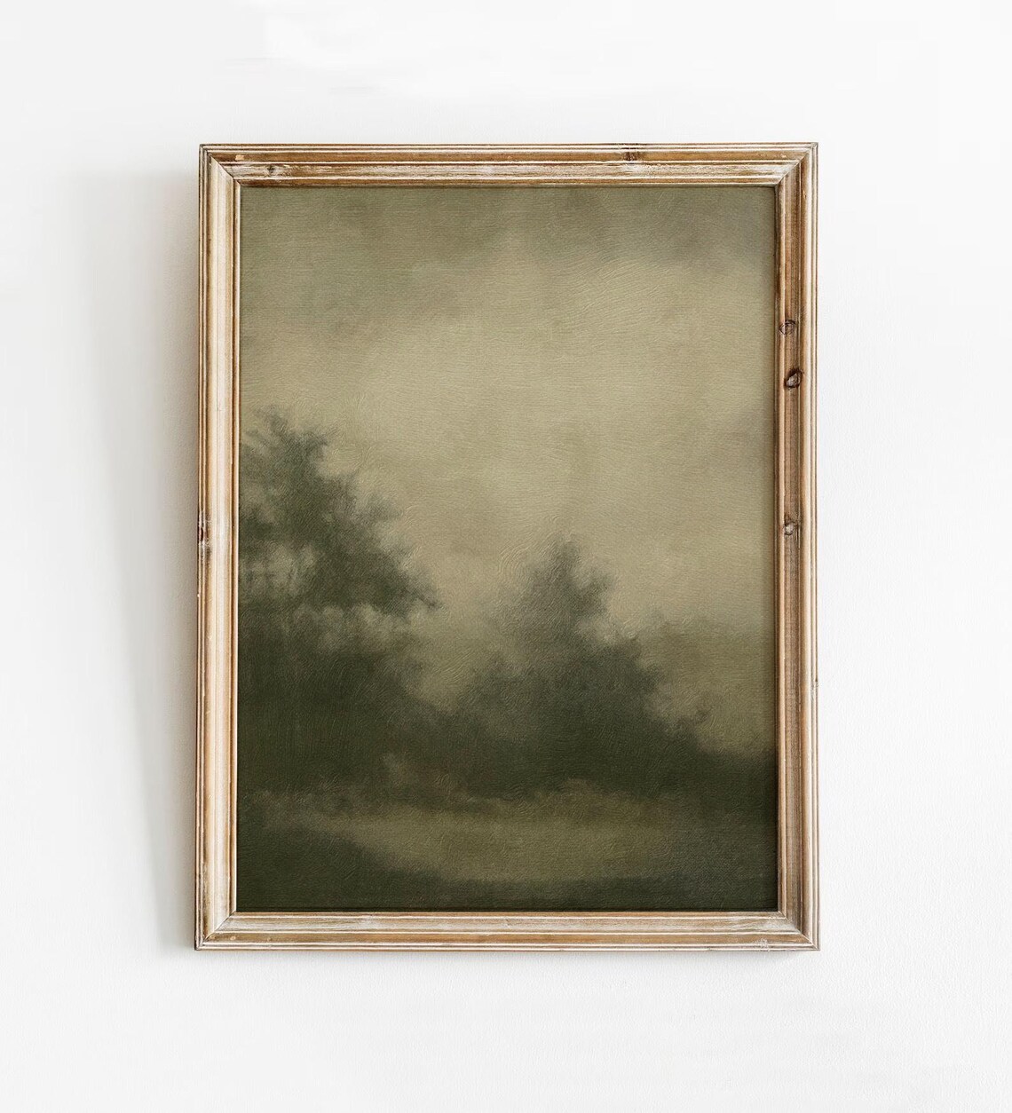 Moody Dark Green Misty Forest Tonalist Landscape Oil Art Poster