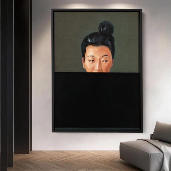 Half Hidden Portrait Of A Mysterious Woman With Gaze Silence Abstract Contemporary Canvas Art For Modern Wall Decor