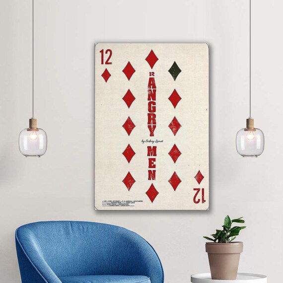 12 Angry Men Minimalist Poster Vintage Movie Wall Art Retro Playing Card Design Canvas Print For Cinema Lovers