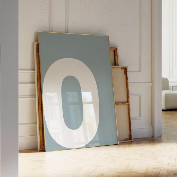 Letter O Print Blue Alphabet Poster Monogram Wall Art For Kids Minimalist