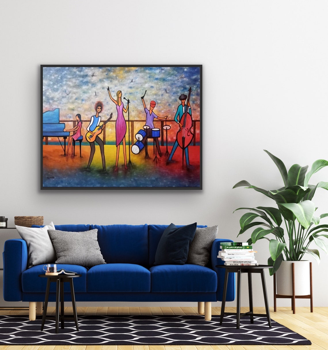 Abstract Painting On Music Oil Painting Unique Oil Painting Musicians Piano Violin Painting Cubism Abstract Wall Art - Image 3