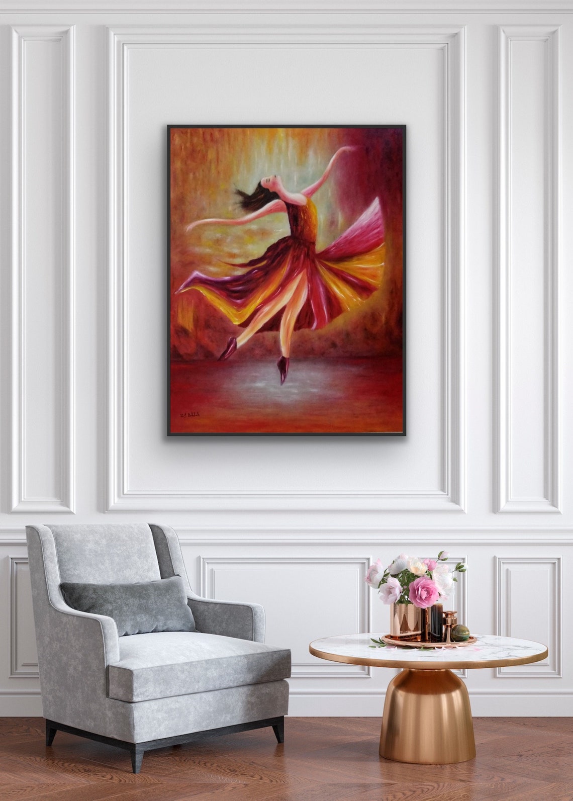 Ballerina Oil Painting Abstract Painting Beautiful Colors Ballerina Wall Art Dancing Abstract Painting Large Wall Painting - Image 3