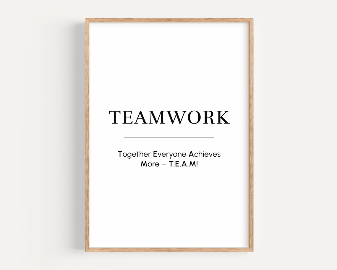 Teamwork Definition Motivational Poster, Office Decor