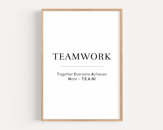 Teamwork Definition Motivational Poster, Office Decor