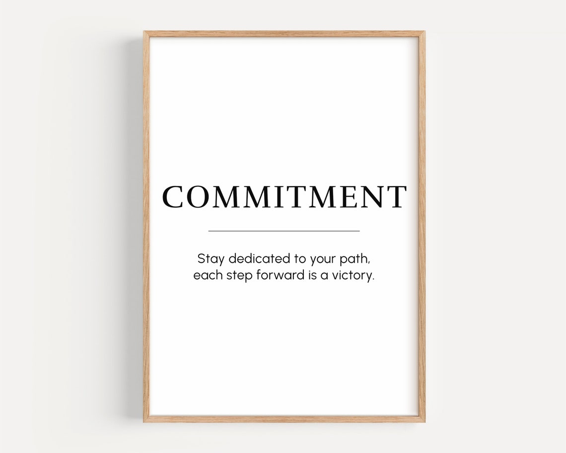 COMMITMENT Minimalist Typography Motivational Office Wall Poster