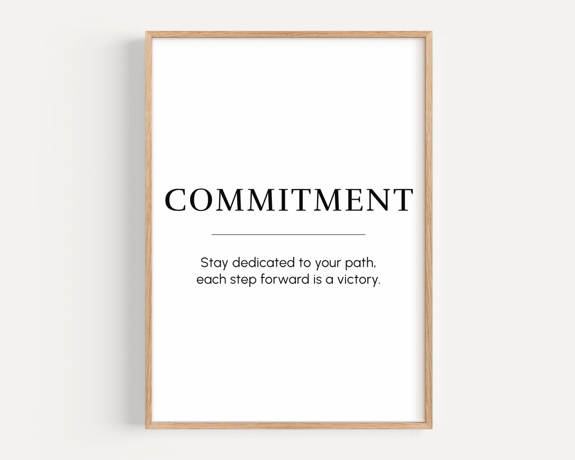 Commitment Motivational Wall Art Success Quote Poster Inspirational Word For Entrepreneur Office