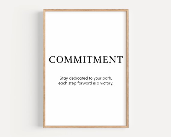 COMMITMENT Minimalist Typography Motivational Office Wall Poster