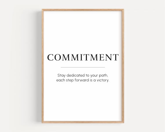 Commitment Motivational Wall Art Success Quote Poster Inspirational Word For Entrepreneur Office