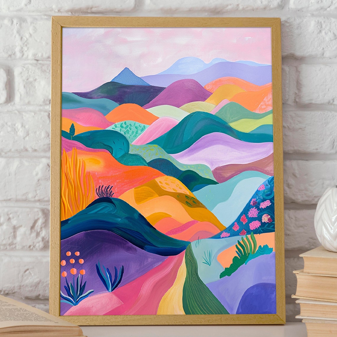 Mountain Peaks Poster Matisse Inspired Abstract Art Colorful Mountain Landscape Wall Art Poster Or Print - Image 2