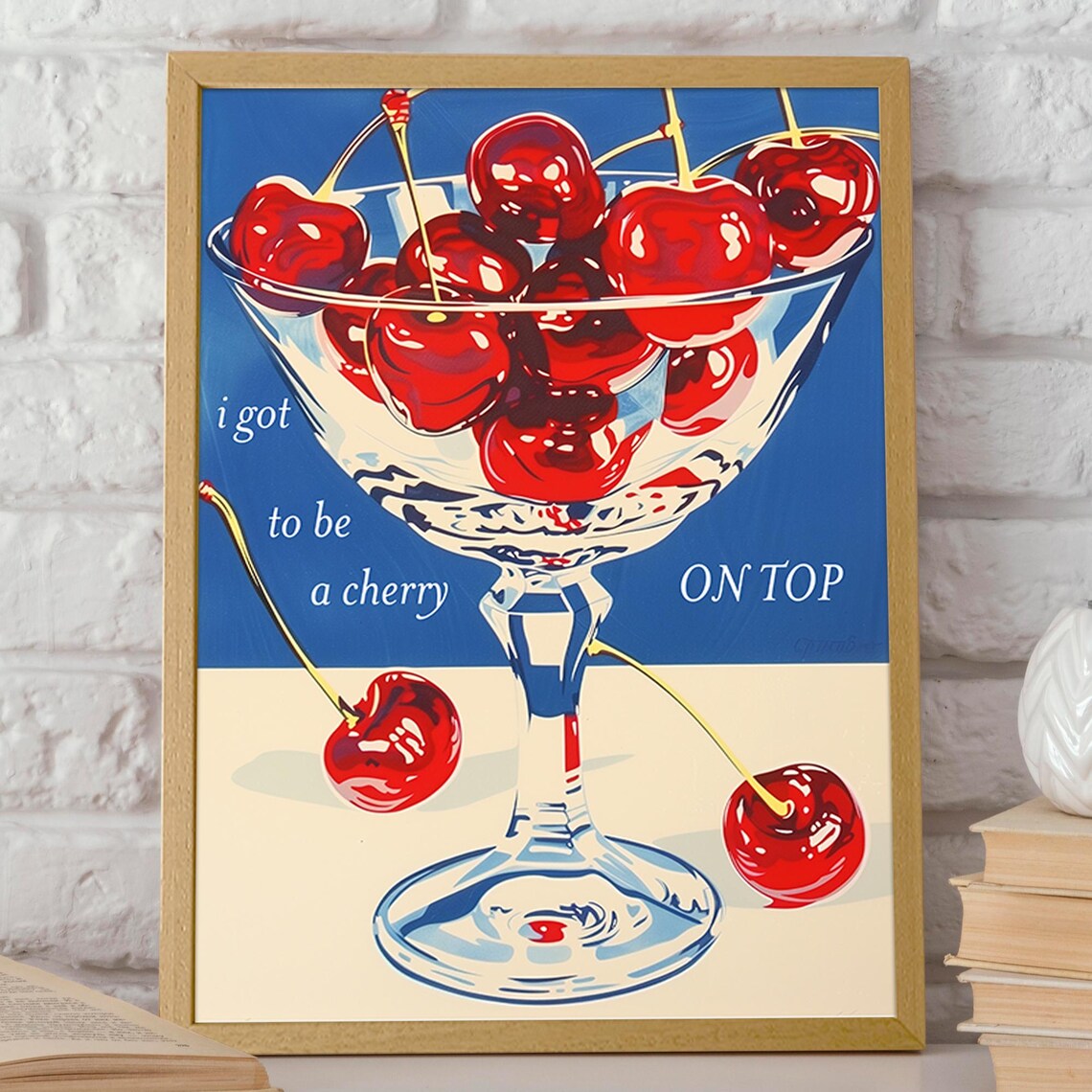 Cherry Fruit Art Poster, Modern Kitchen Decor - Image 2