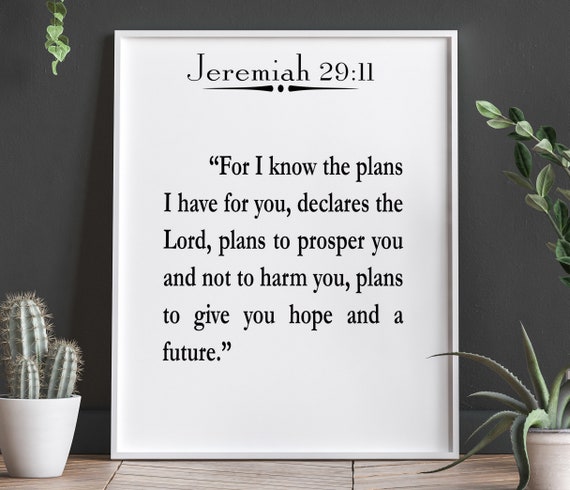 Jeremiah 29:11 Scripture Poster, Bible Quote Art
