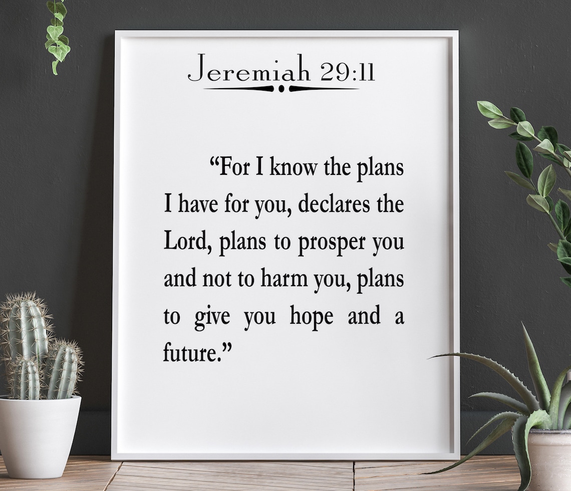 Jeremiah 29:11 Scripture Poster, Bible Quote Art
