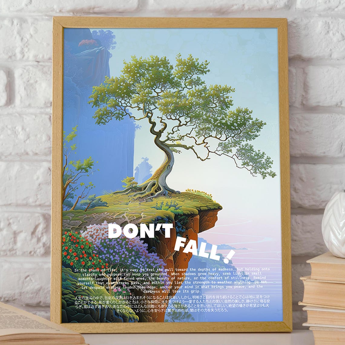 Dont Fall Tree Art Poster Inspiring Cliffside Tree Artwork For Nature Enthusiasts Home Decor Tree On Cliff Art Poster Or Print - Image 2