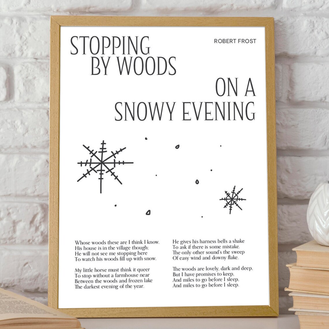 Stopping By Woods On A Snowy Evening Robert Frost Poem Poster