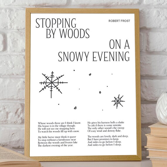 Stopping By Woods On A Snowy Evening Robert Frost Poem Poster