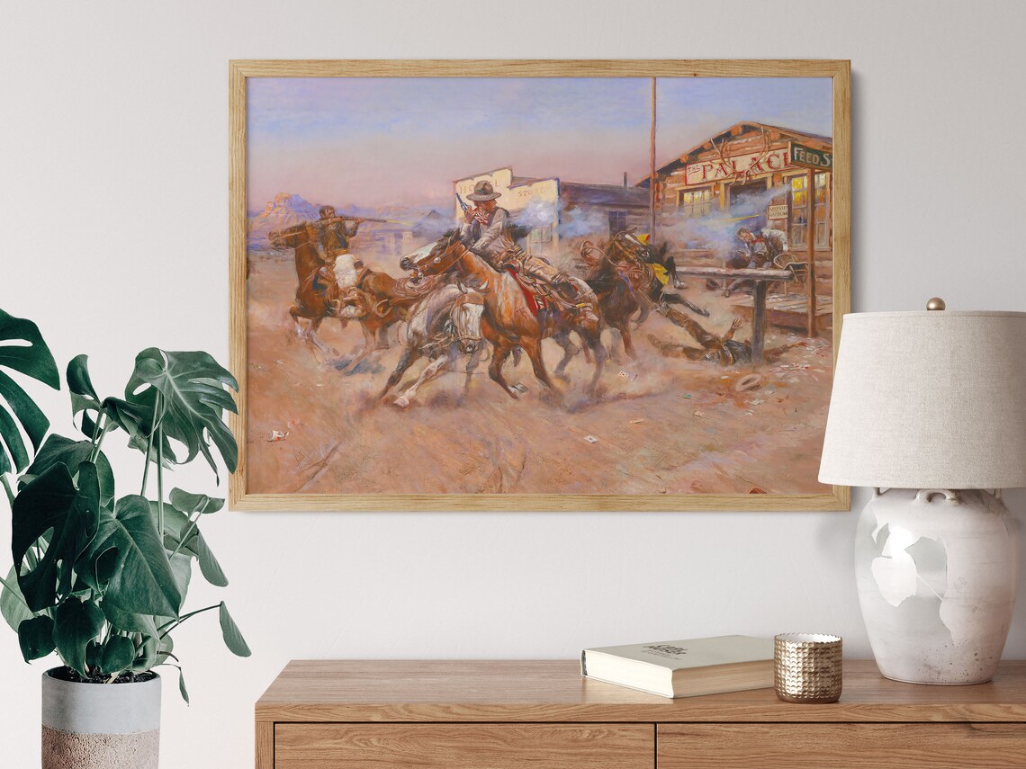Charles Marion Russell Rodeo Painting, Wild West Art Print - Image 2