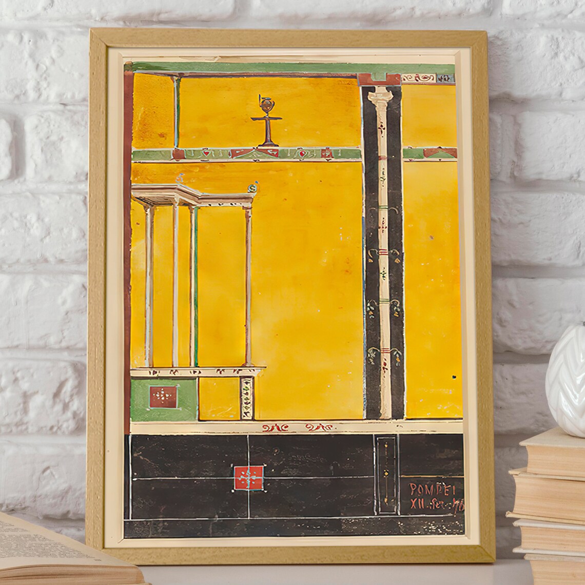Pompeii Ancient Roman Fresco Watercolor Art Print - Image 2