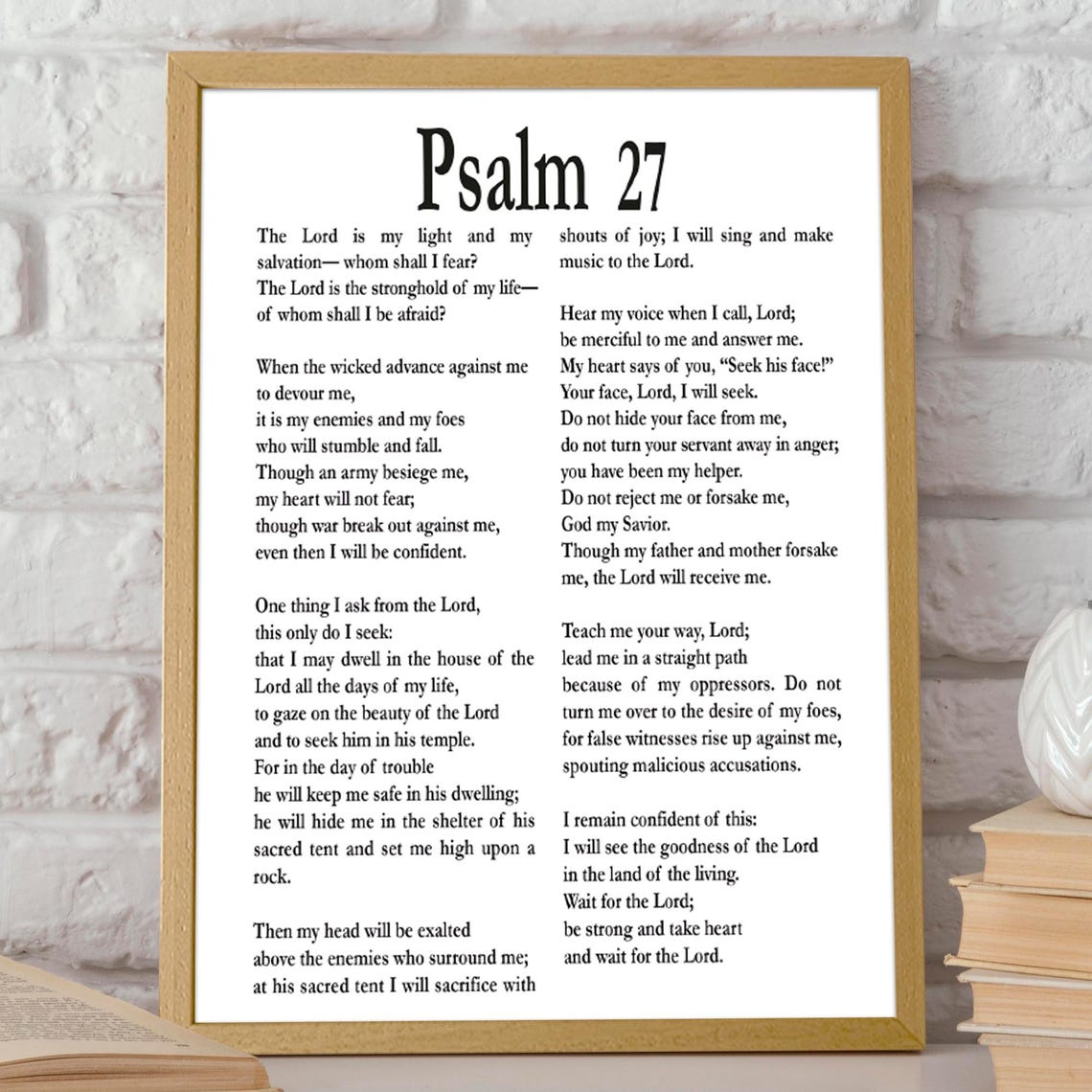 Psalm 27 Bible Verse Art Print for Christian Decor