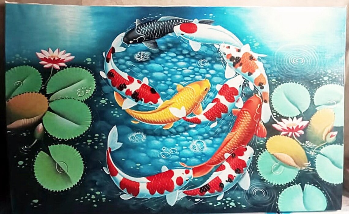 Koi Fish Painting, Number 9 Formation Landscape - Image 2