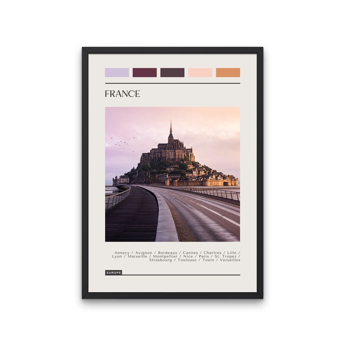 France Travel Poster, Color Block Art Print