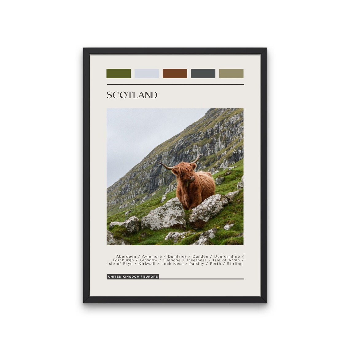 Scotland Travel Poster, Color Block Travel Poster
